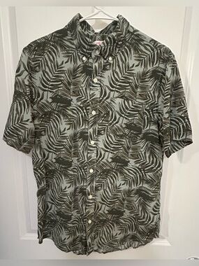 Joe Fresh Men’s Hawaiian Shirt Palm AOP Medium Resort Beach Surf Style Button Up